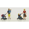 HO Model Power Figures - Women w/Children & Strollers